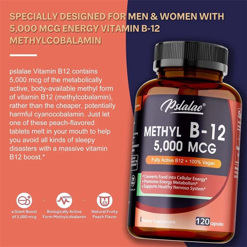 bottle of vitamin b12 5000 mcg capsules — image 4