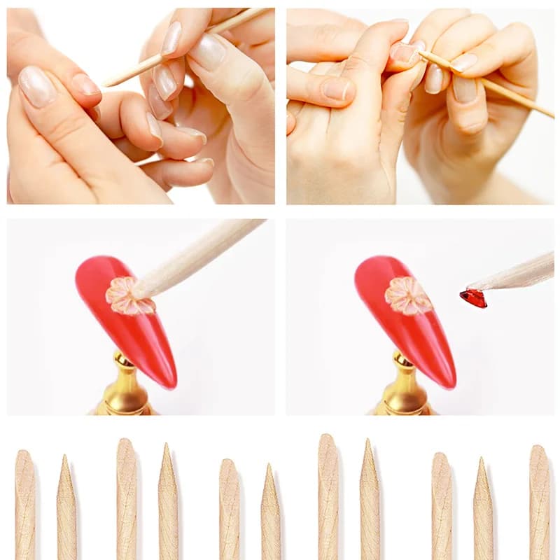 orange wood cuticle pusher sticks — image 3