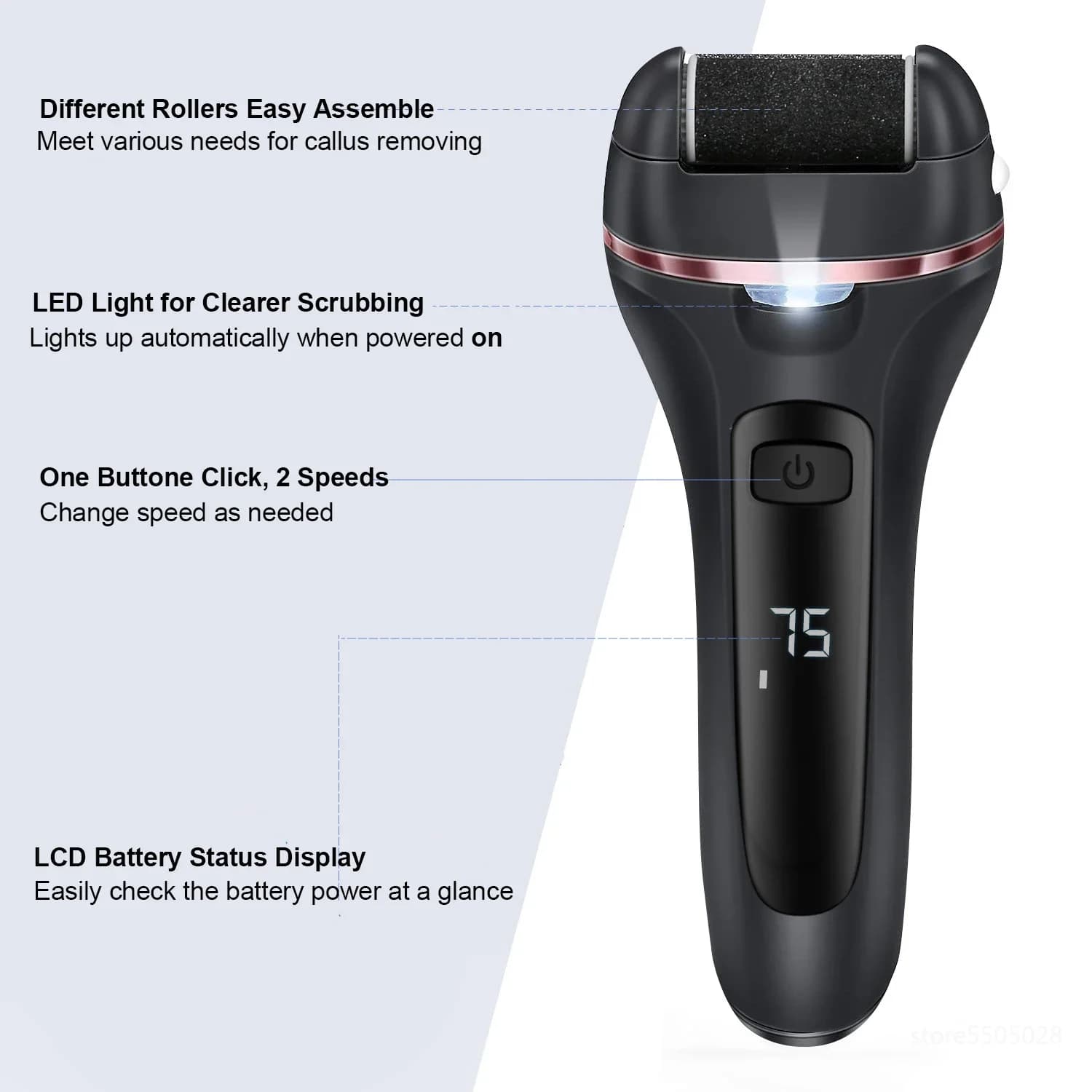 electric callus remover foot file grinder with three heads — image 4