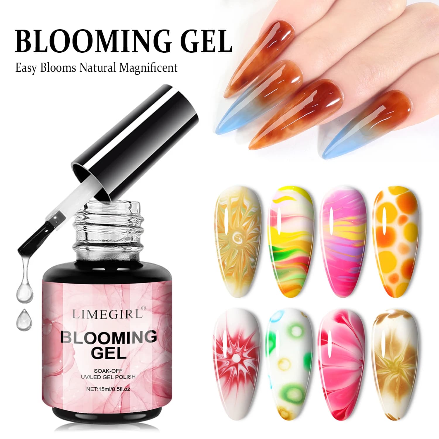 Limegirl marble blossom blooming gel nail polish — image 1