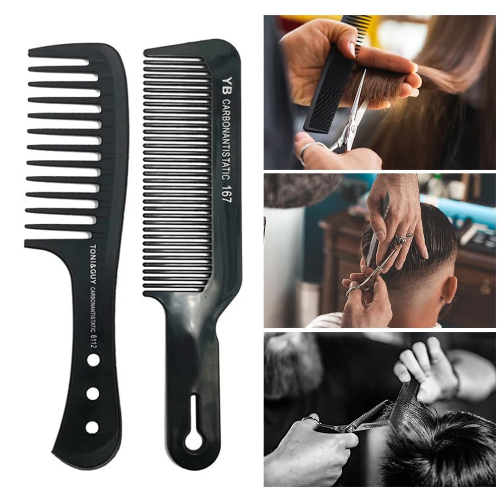black flattop wide-tooth hair cutting comb — image 6