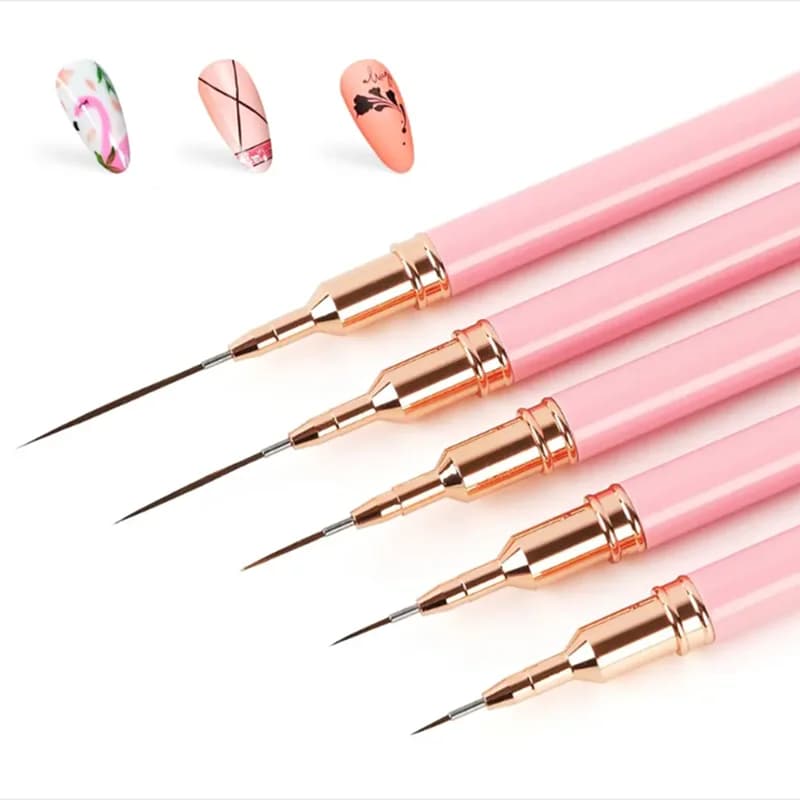 set of five nail art liner brushes for UV gel — image 5