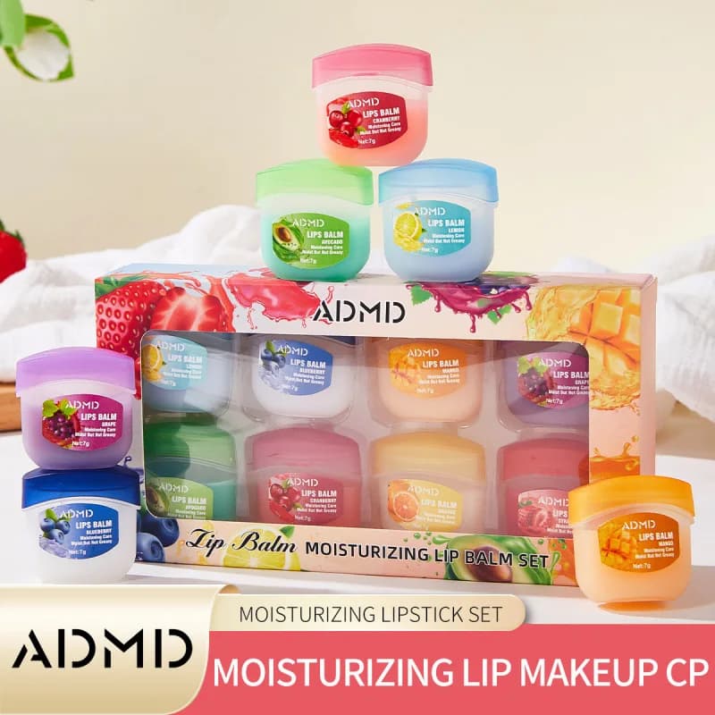 Eight fruit flavored lip balms in a box — image 3