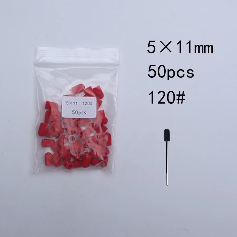 orange nail sanding caps with rubber drill bit — image 7