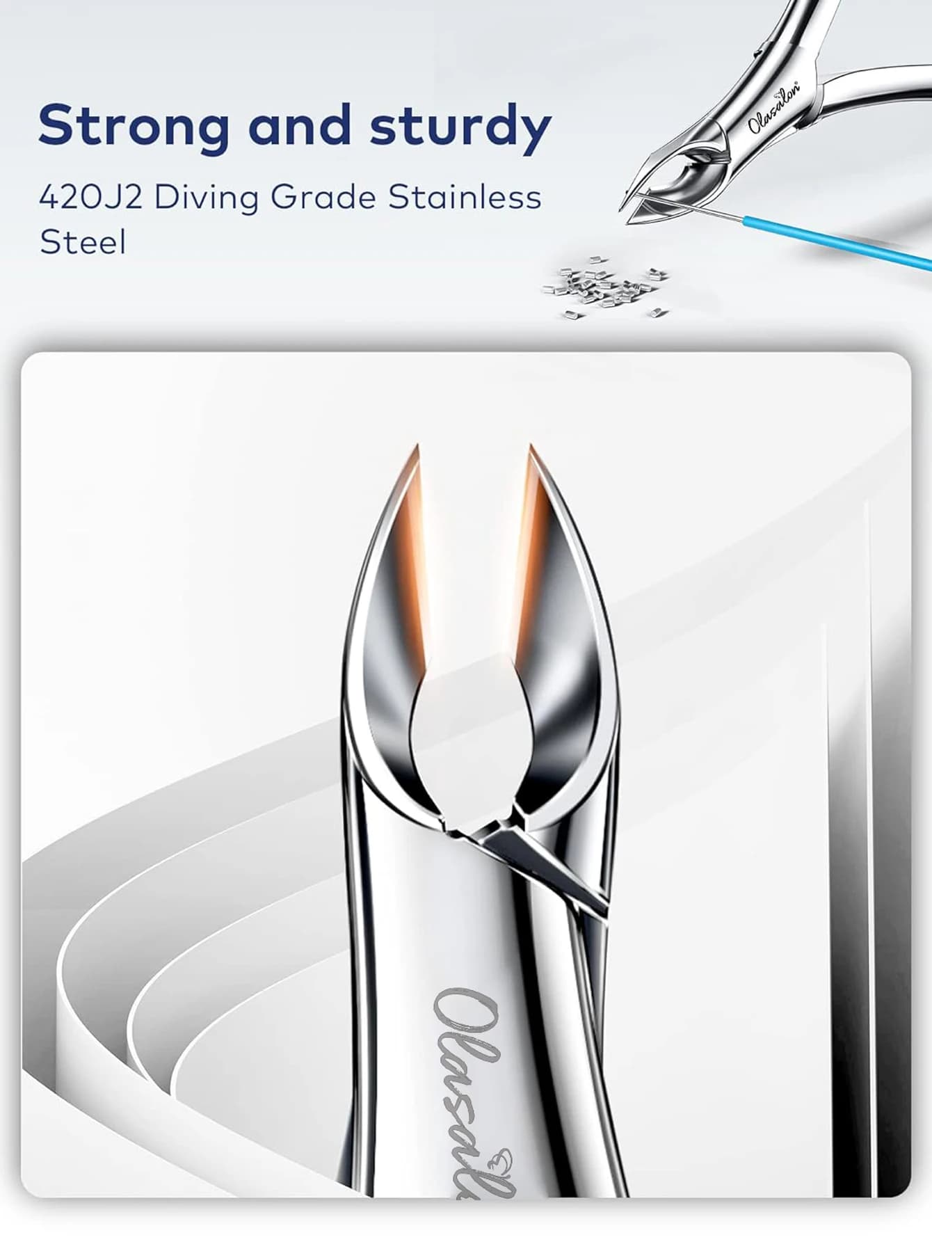 Stainless steel cuticle nipper with ergonomic handle — image 1