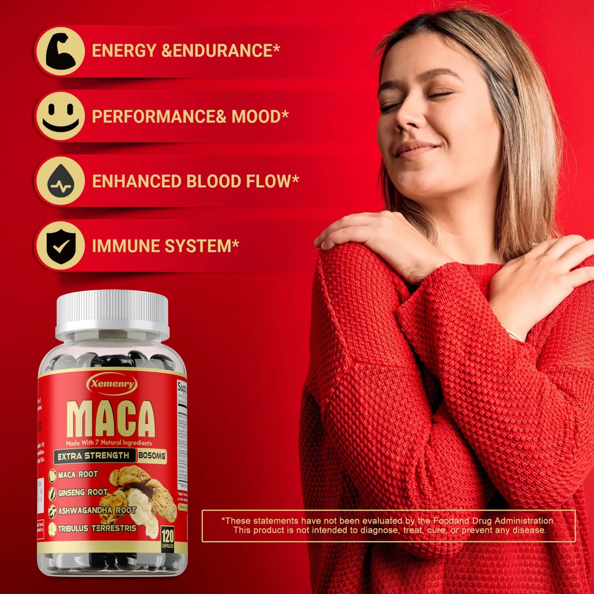 bottles of maca root capsules with ginseng and ashwagandha — image 4