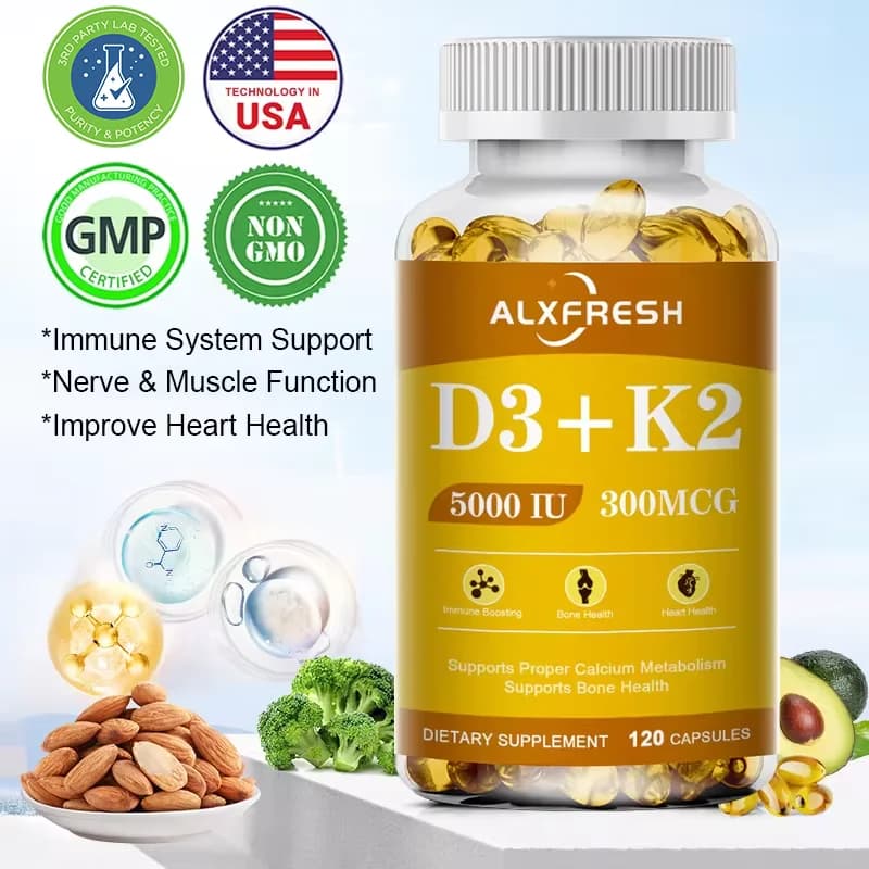 Vitamin D3 + K2 5000 IU / 300 µg Capsules