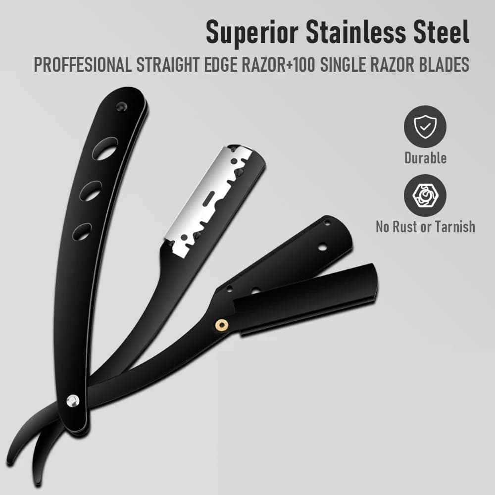 black classic folding straight razor — image 6