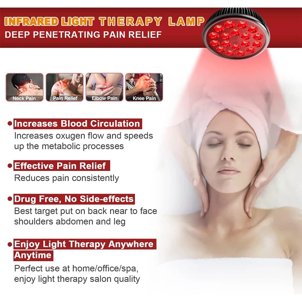 LED red and infrared light therapy lamp with E27 base — image 5
