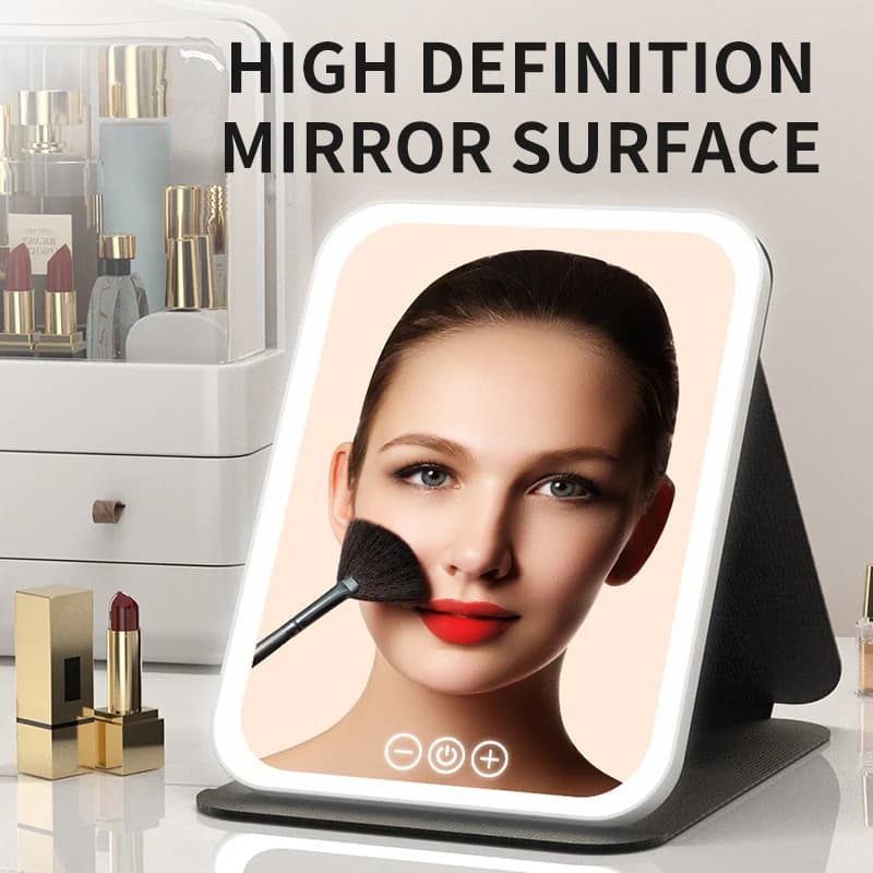foldable LED makeup mirror with three light modes — image 2