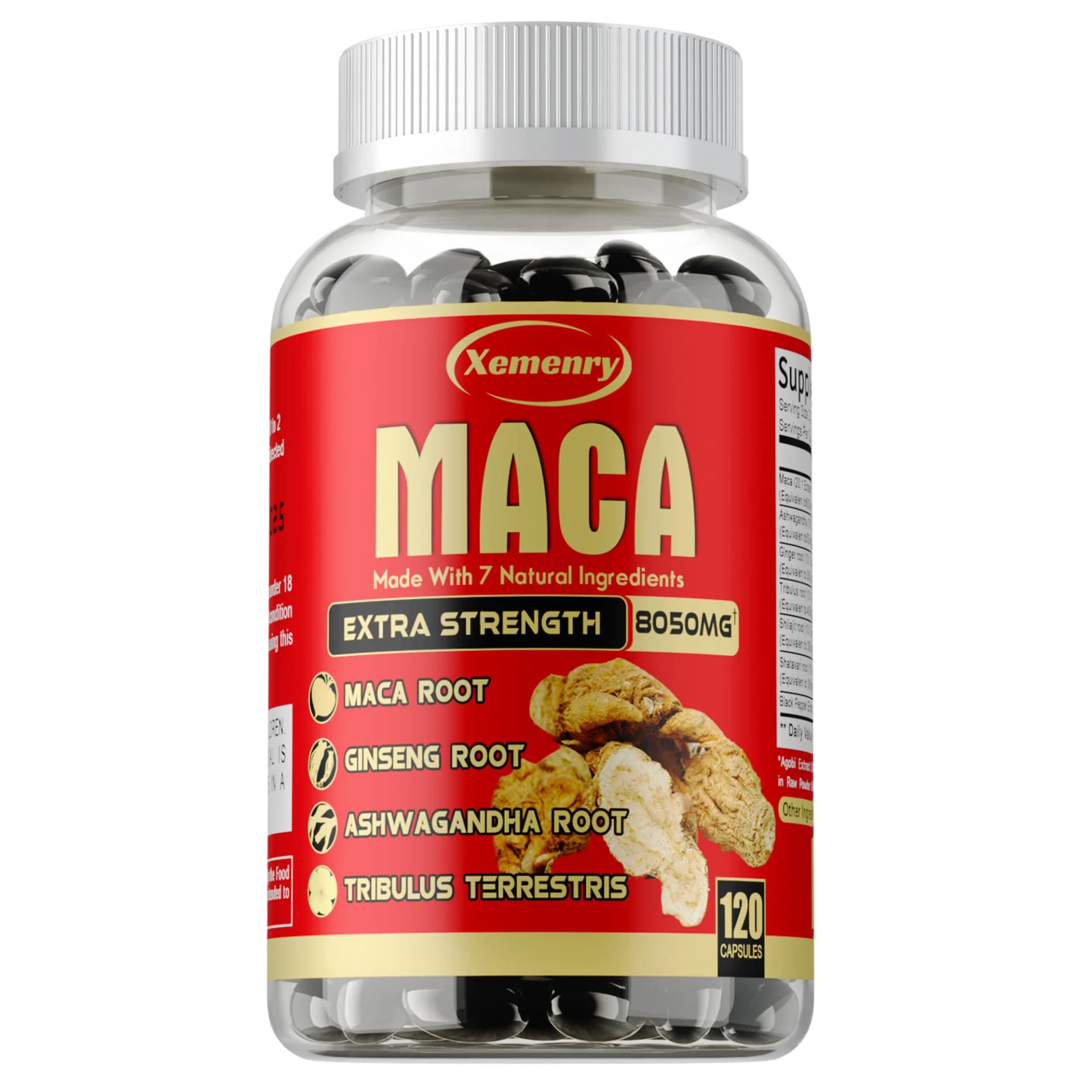 bottles of maca root capsules with ginseng and ashwagandha — image 8