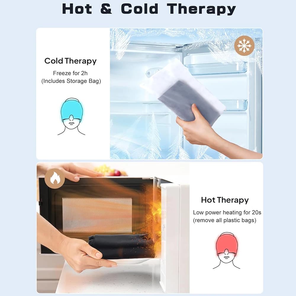 cold compress migraine relief hat with gel packs — image 3
