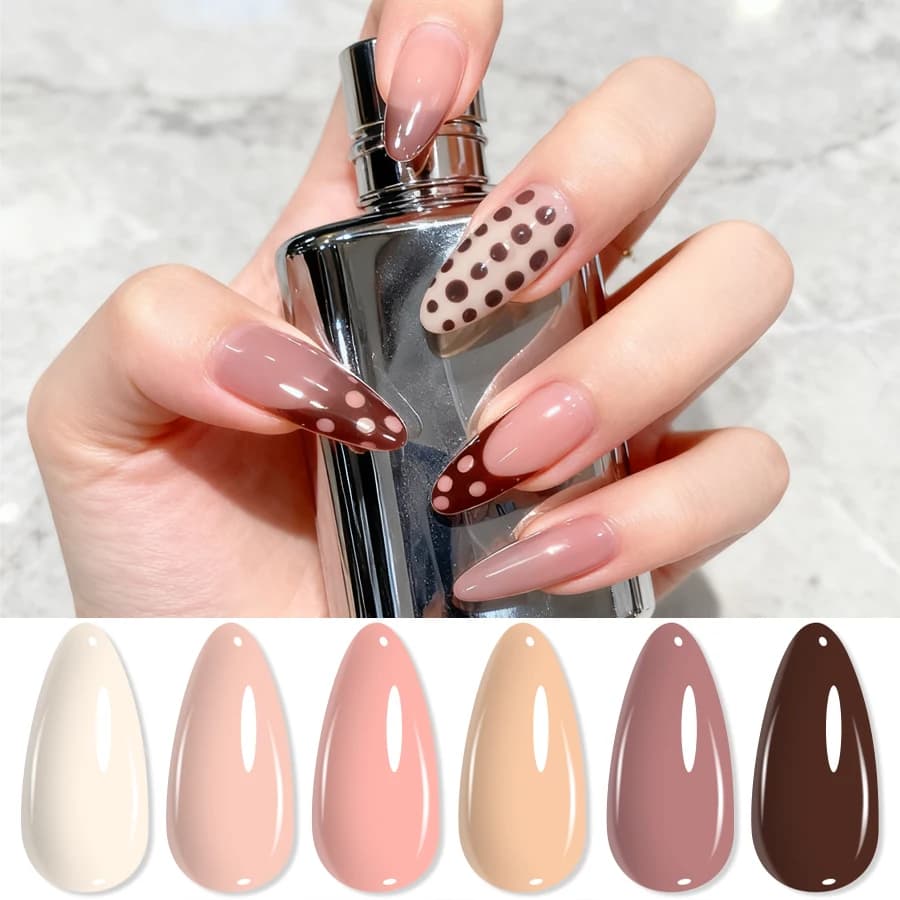 six‑piece milk tea gel nail polish set — image 5