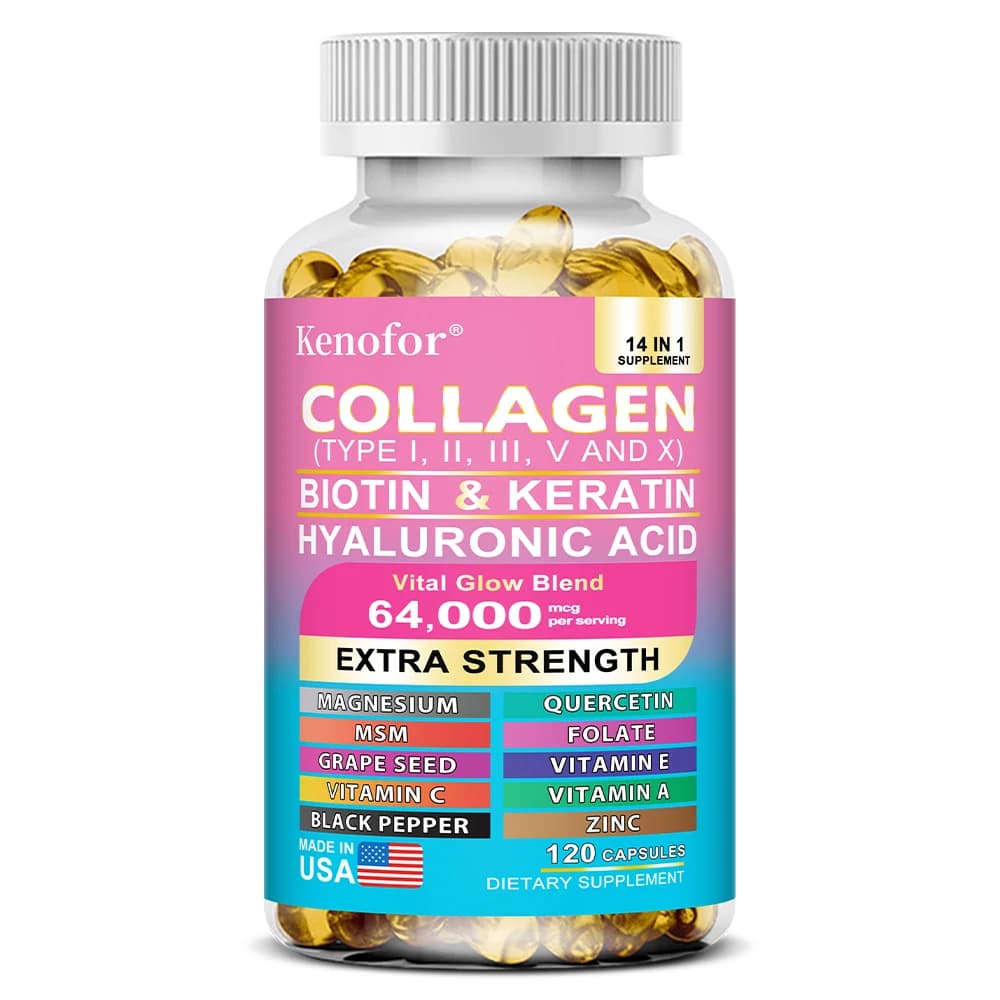 bottles of collagen capsules with biotin and keratin — image 7