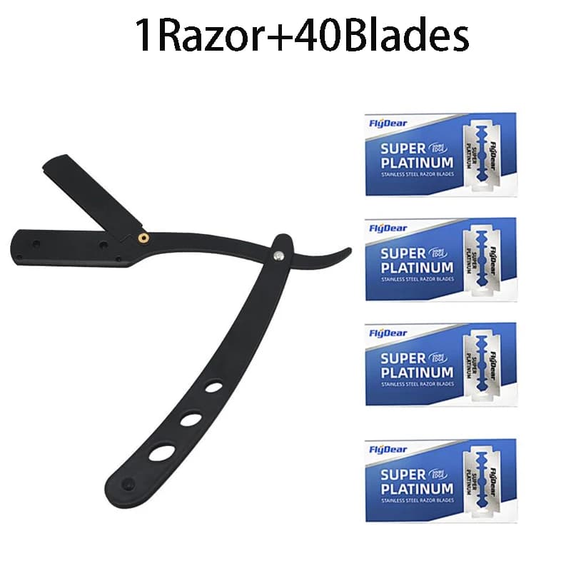 black classic folding straight razor — image 7