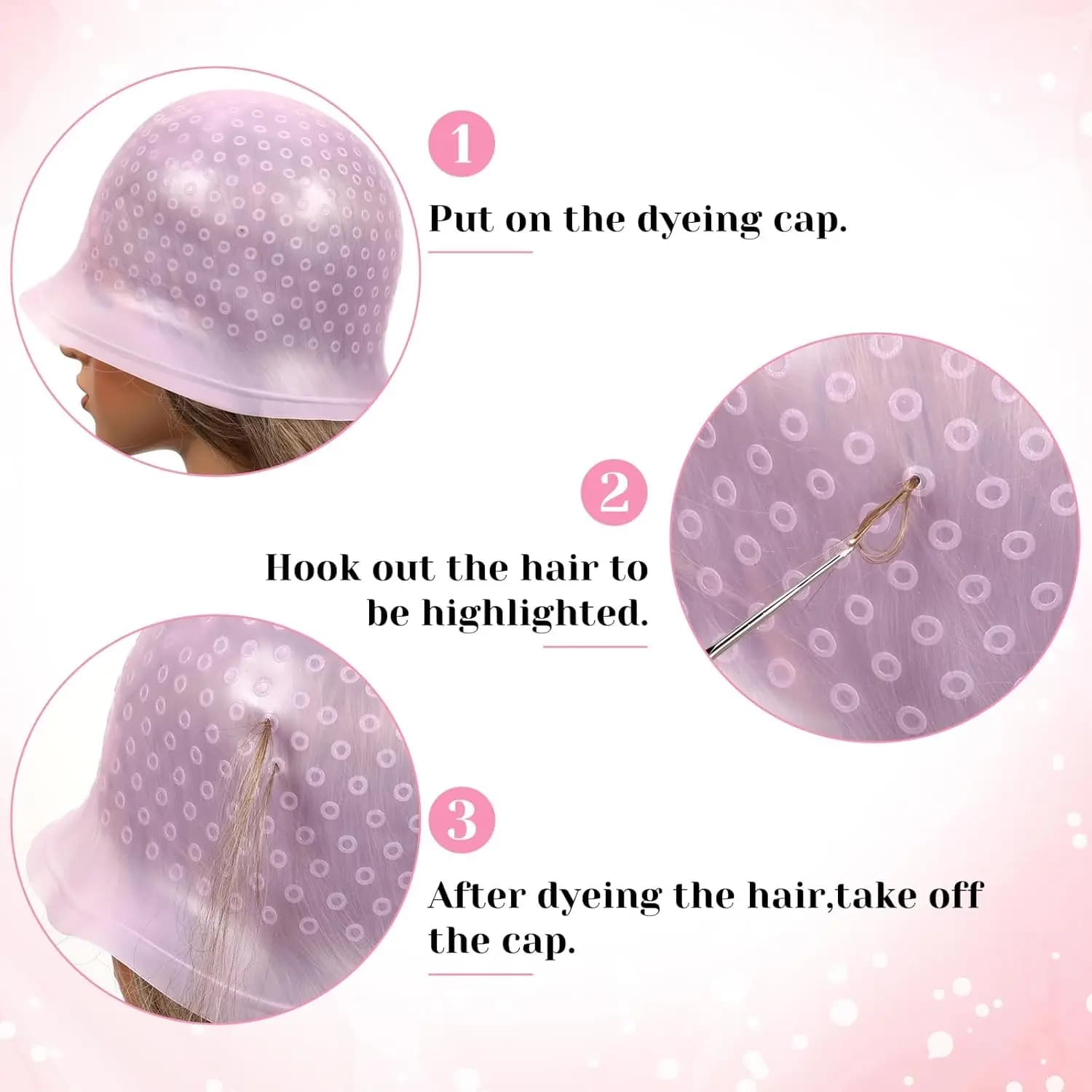 silicone hair coloring cap with built-in needle — image 6
