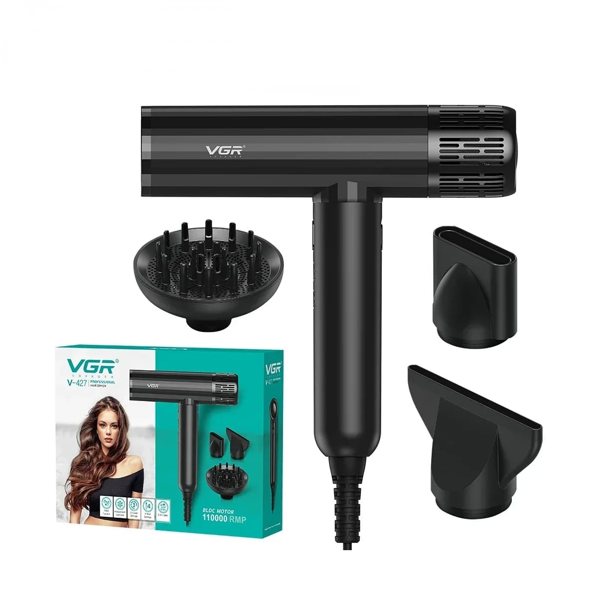 VGR Hair Dryer Professional Air Blower Brushless Motor Hair — image 8