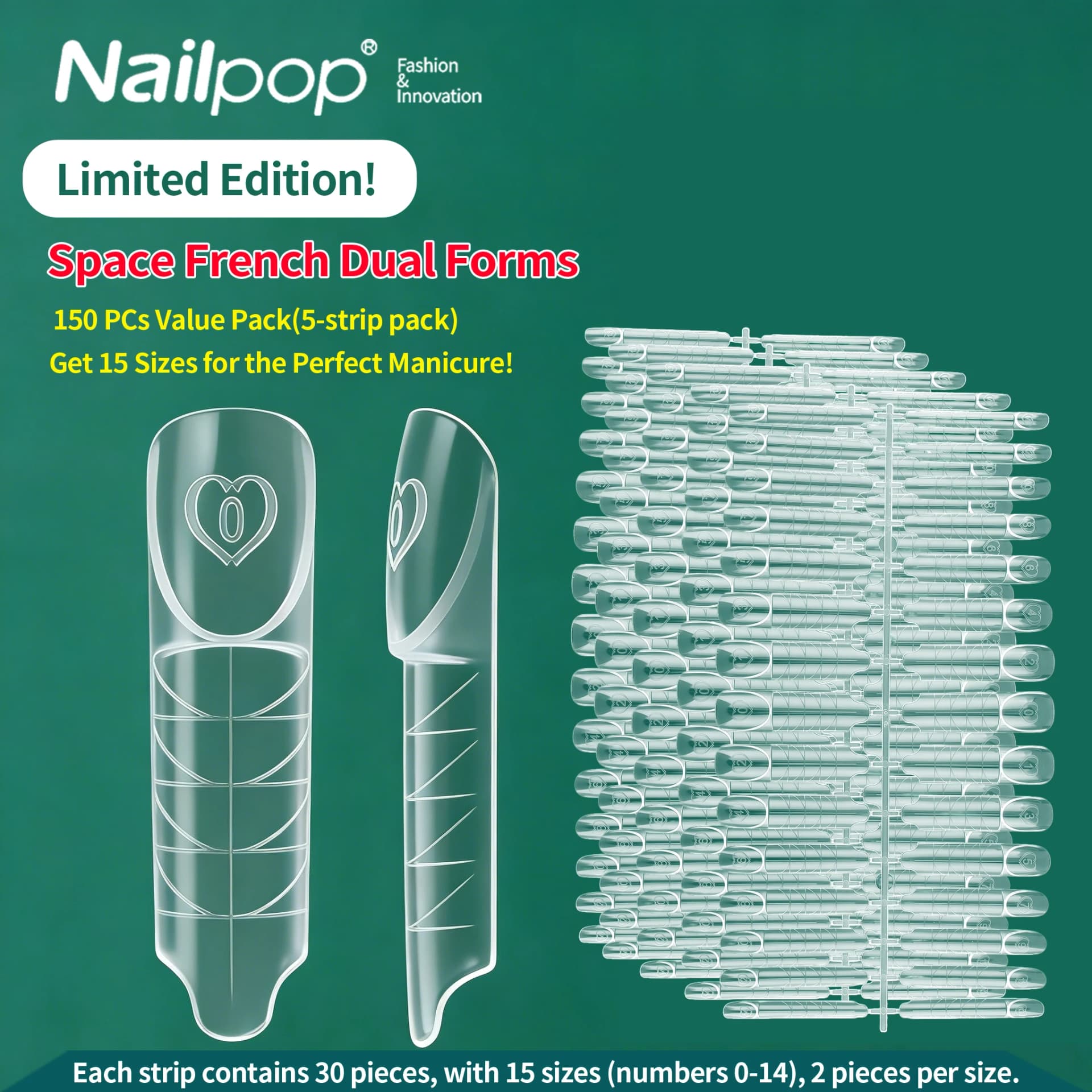 clear reusable dual nail forms for French tip extensions — image 1