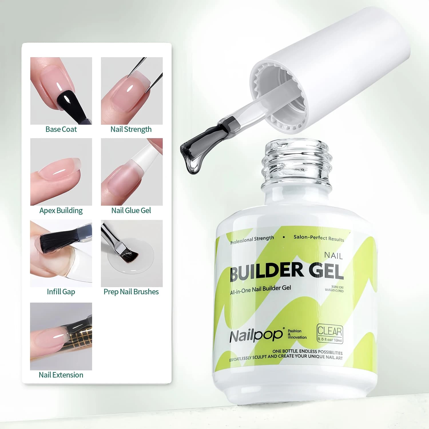 builder nail gel set with four colors in bottles — image 1