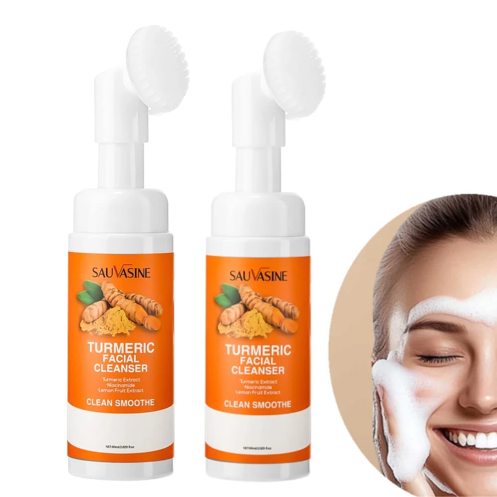 turmeric brightening facial cleanser foam — image 1