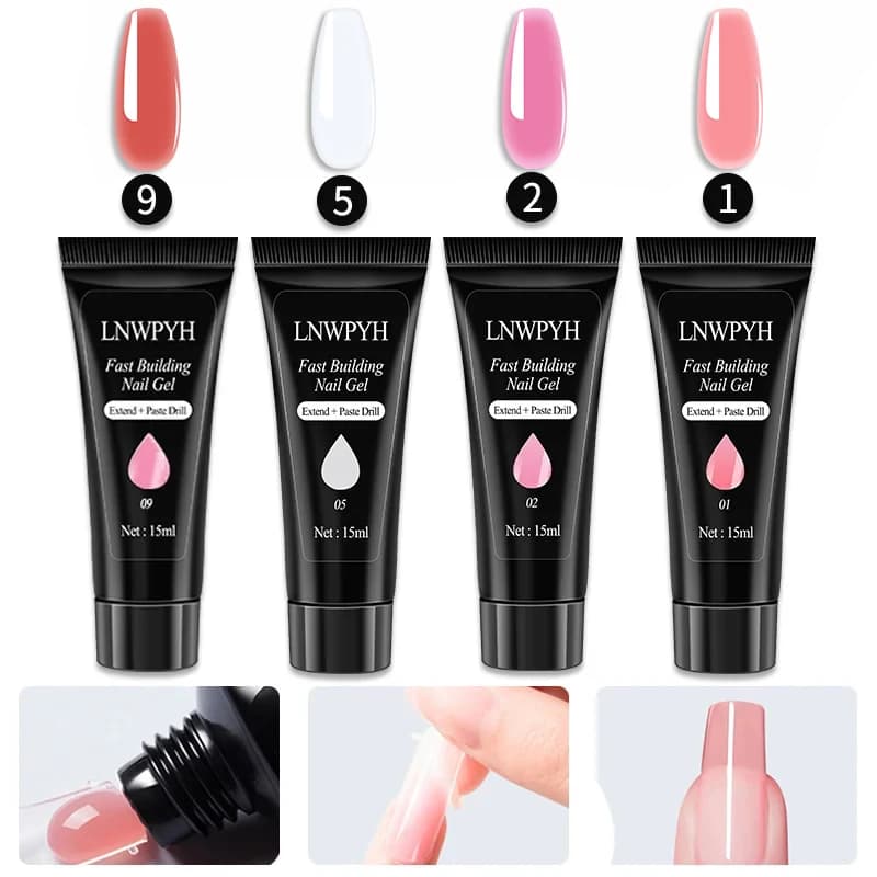 Poly Extension nail gel set with brushes and tips — image 3