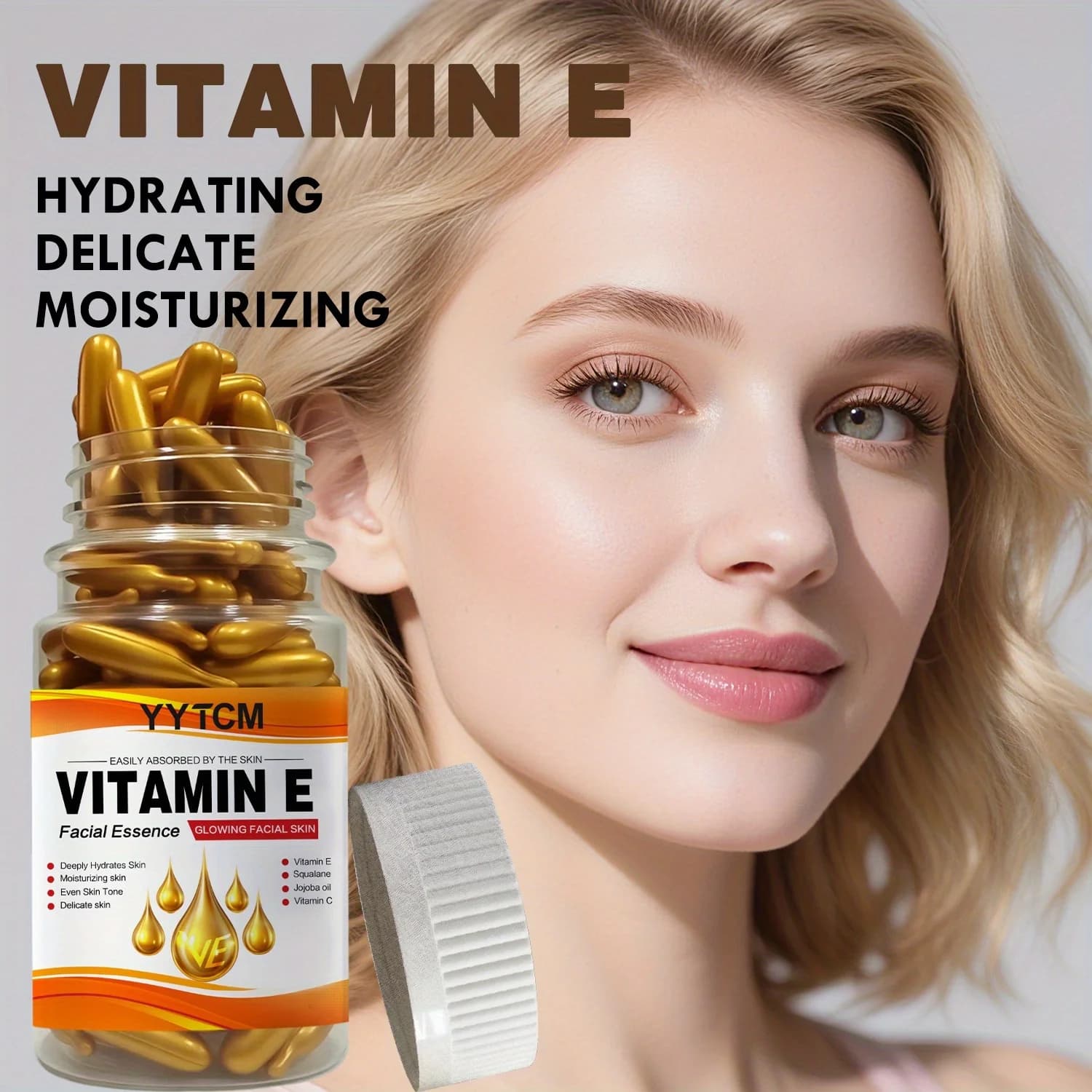 Bottle of vitamin e capsule essence with plant squalane and vitamin c — image 3