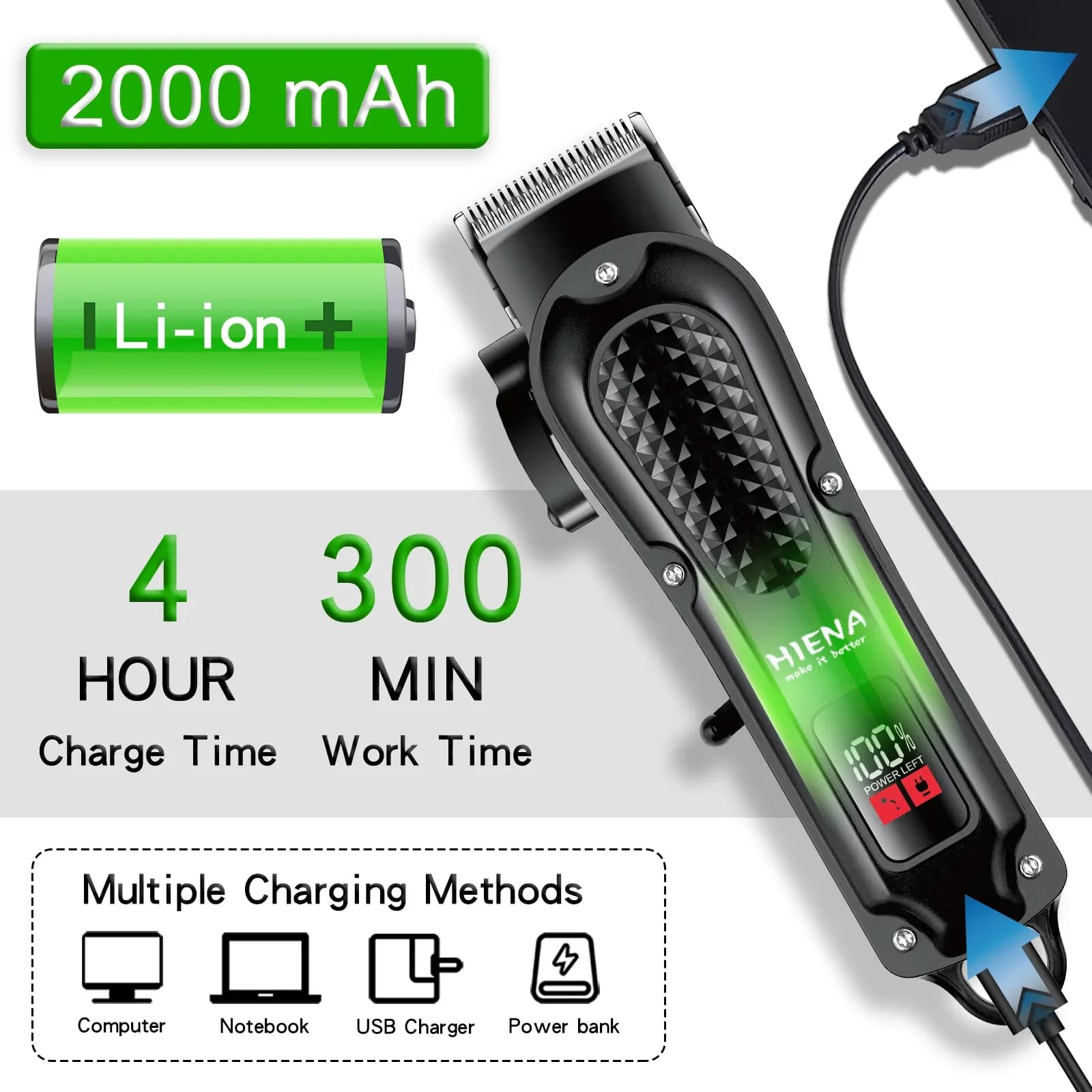 rechargeable cordless hair clipper — image 2