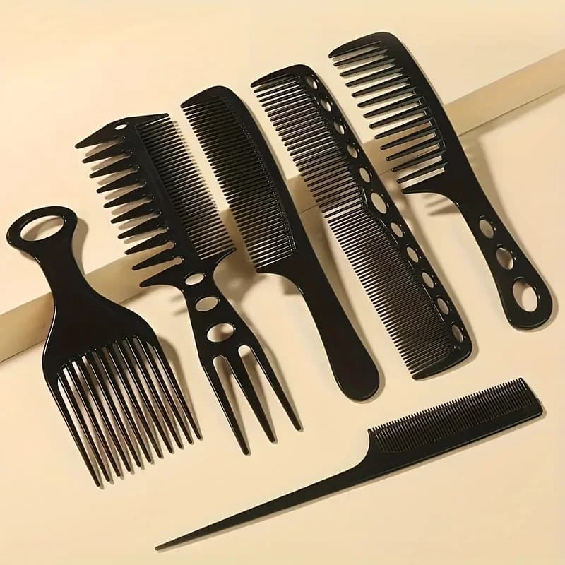 set of six black hair styling brushes — image 1