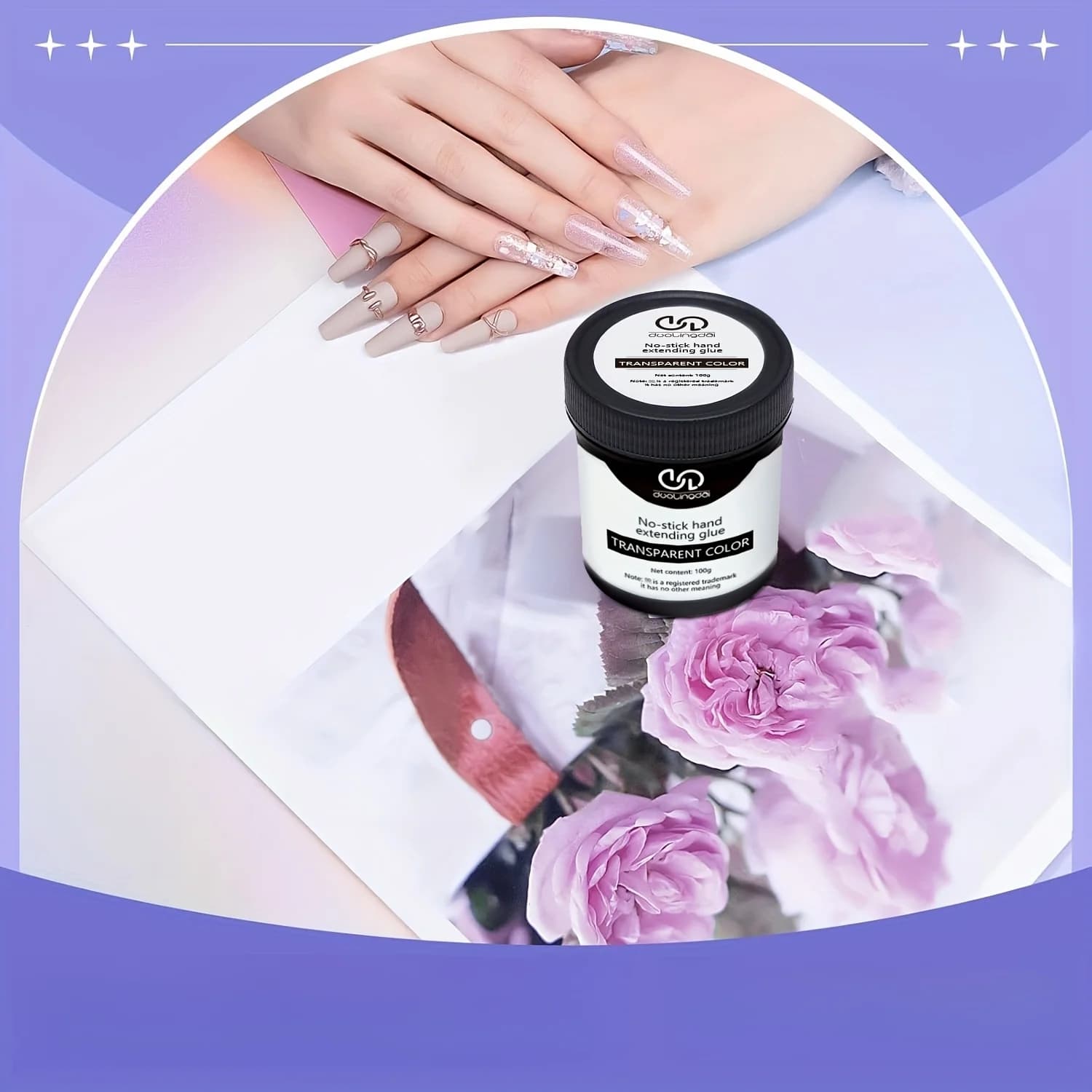 non-stick hand solid nail extension gel in clear pink and white — image 4