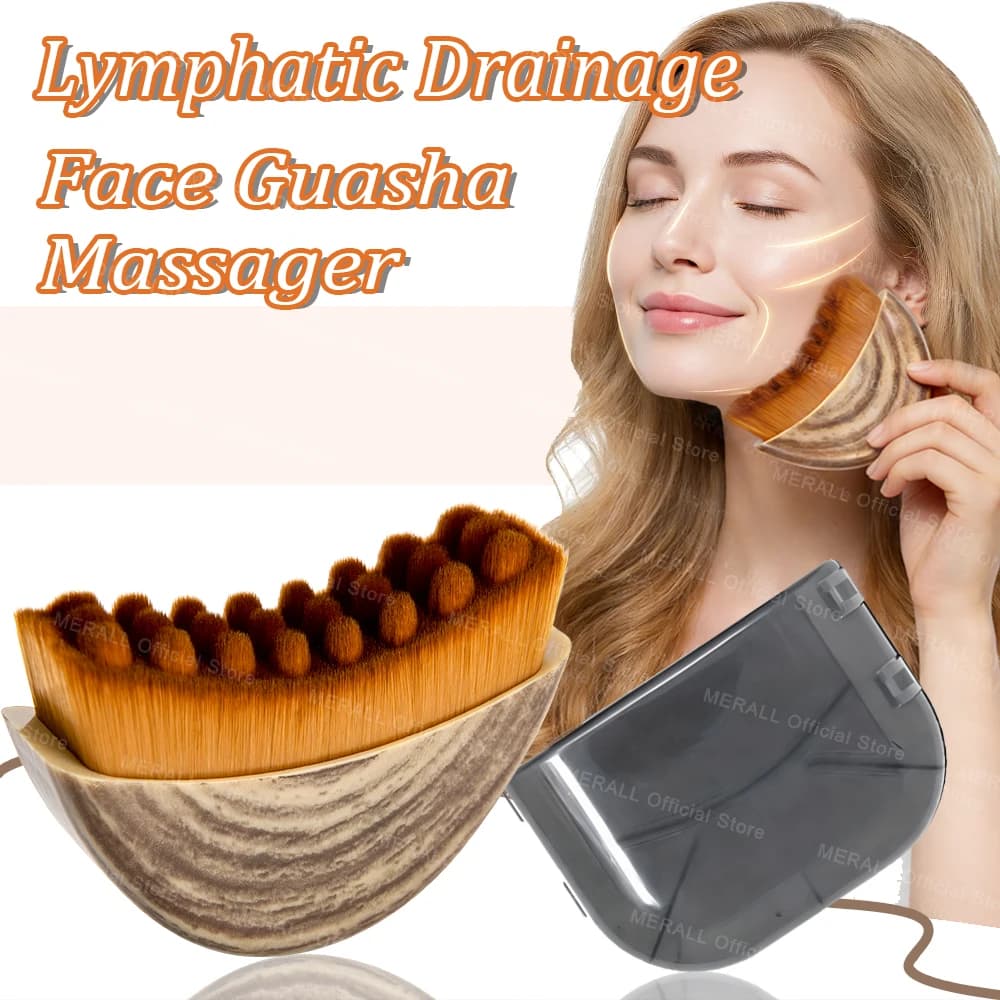 Facial brush and contoured gua sha set in travel box — image 2