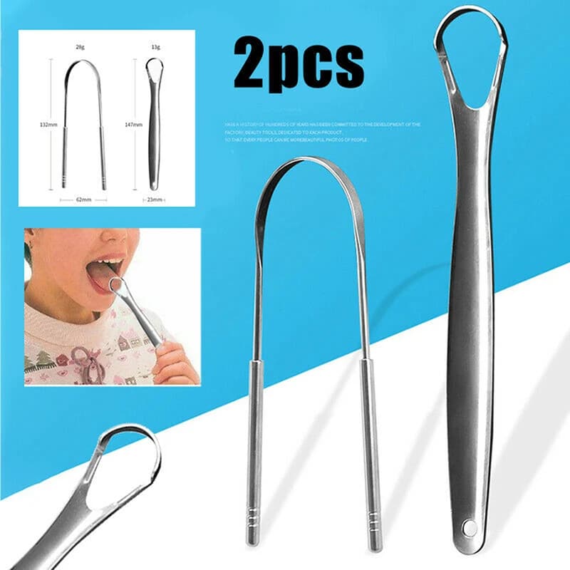 two stainless steel tongue scrapers — image 2