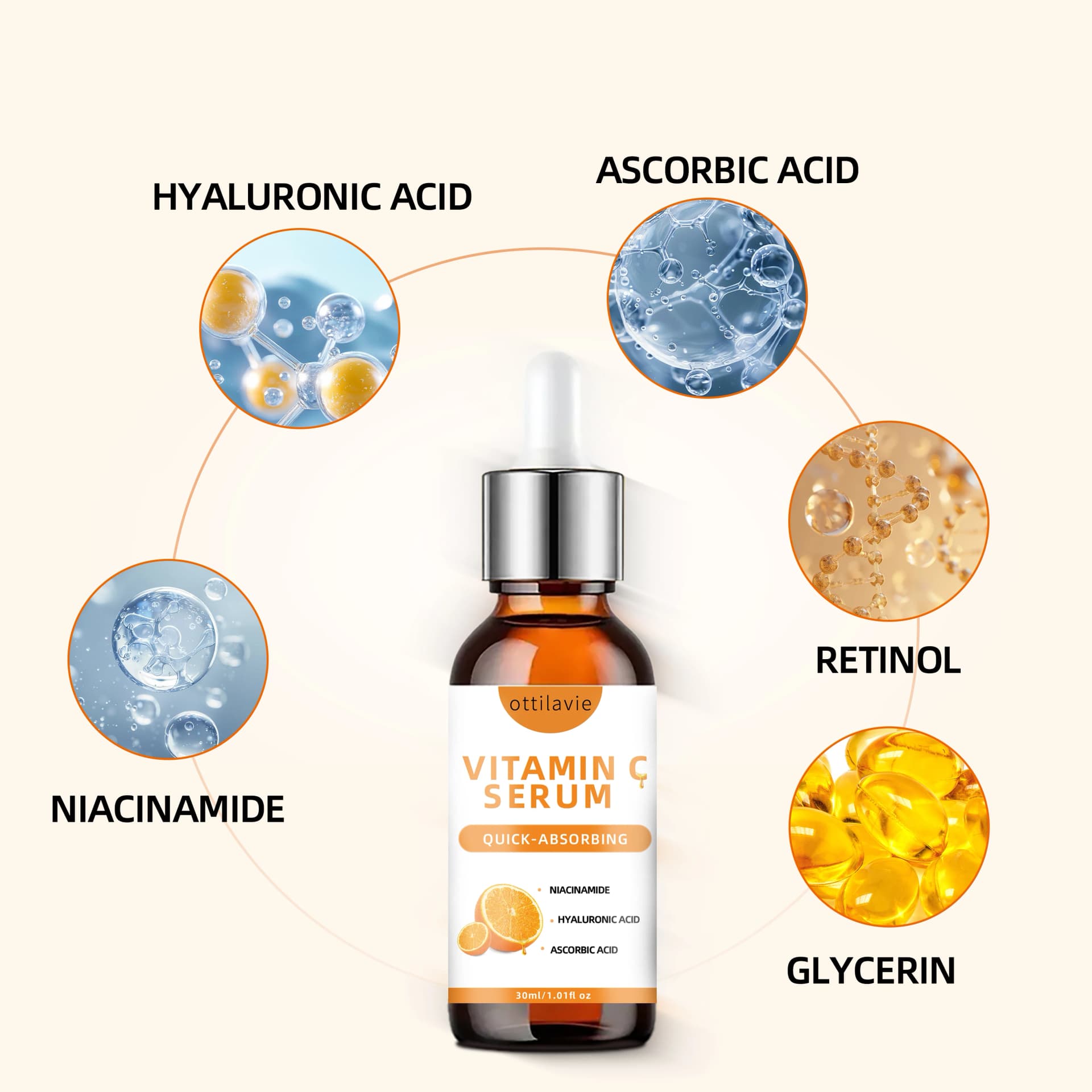 Vitamin C serum bottle with hyaluronic acid — image 2