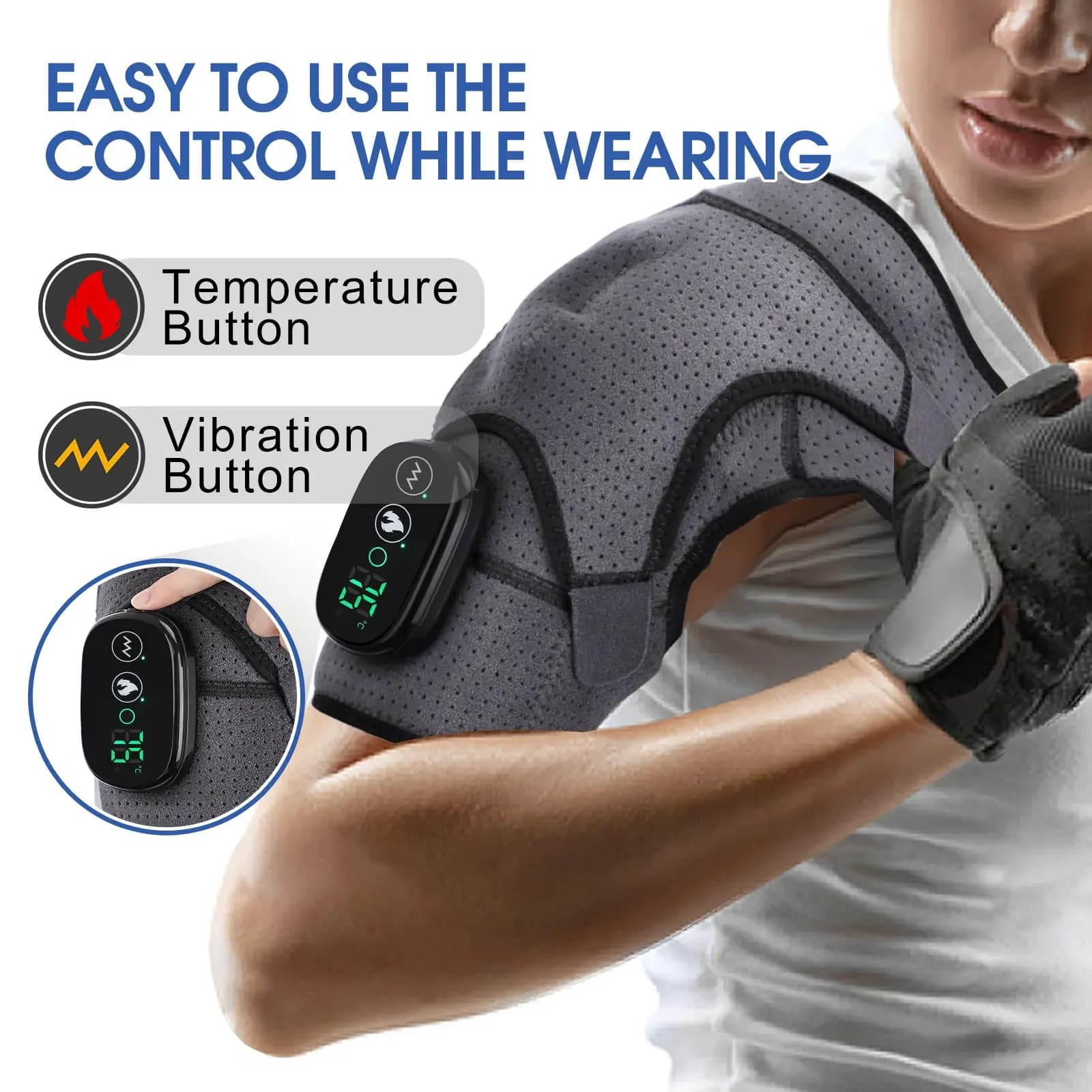 Heated shoulder massage belt with adjustable strap — image 5