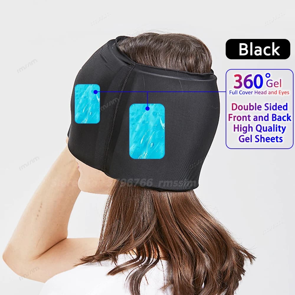 cold compress migraine relief hat with gel packs — image 7