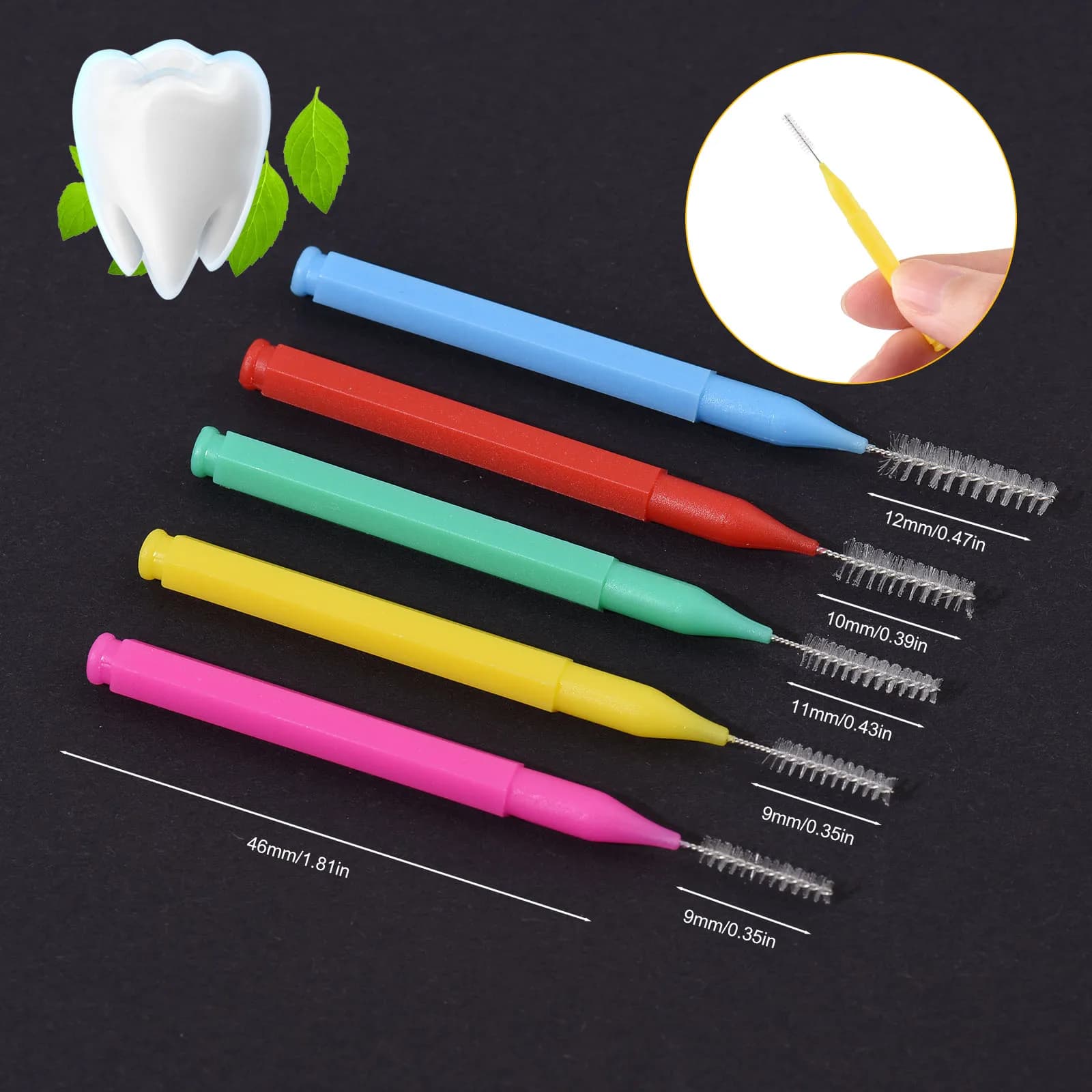 interdental brush set with 100 replaceable heads — image 6