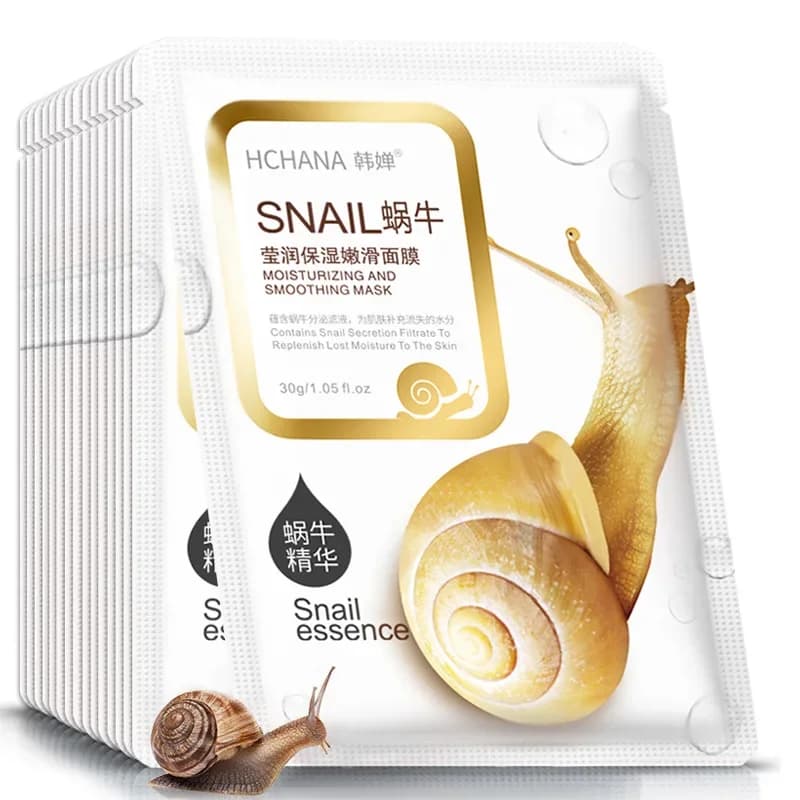 Snail moisturizing sheet masks in a 10‑pack box — image 1