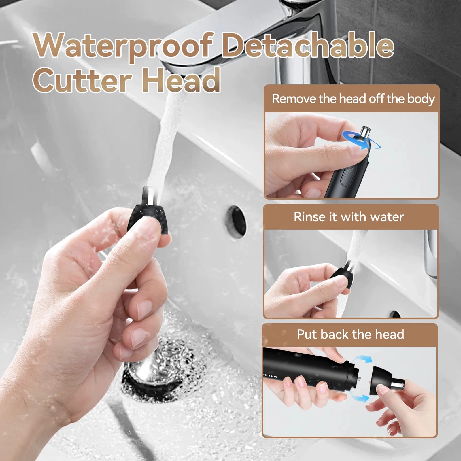 Rechargeable 360° rotating nose hair trimmer — image 5