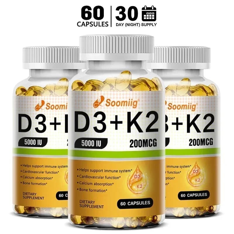 Vitamin D3 5000 IU and K2 MK-7 200 µg capsules bottle — image 8
