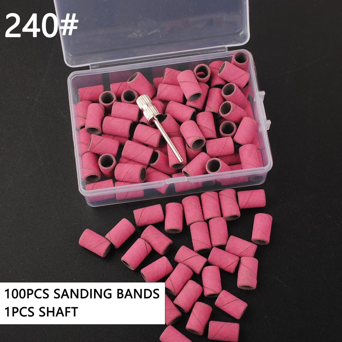 sanding bands and metal shaft nail drill bit set — image 1