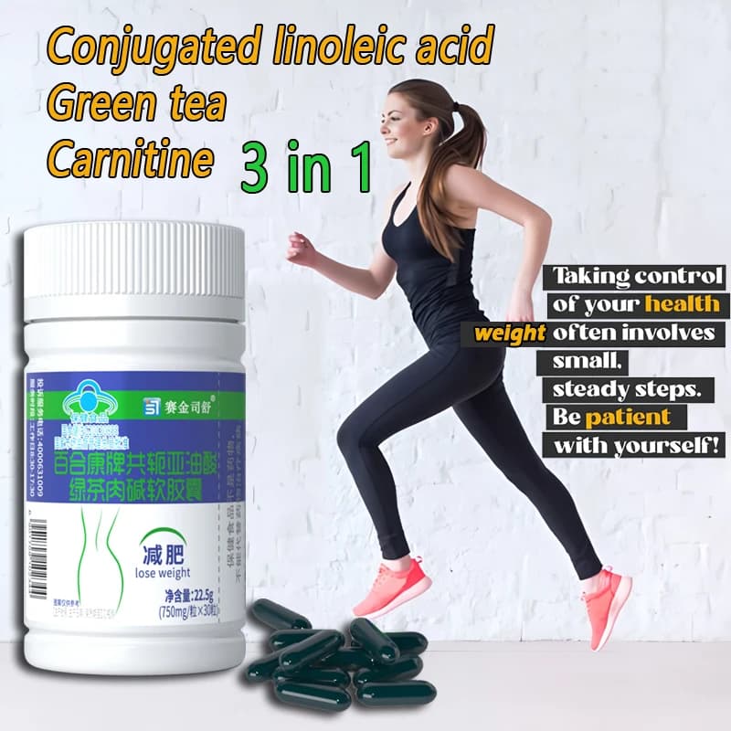 bottle of conjugated linoleic acid and green tea slimming supplement — image 1