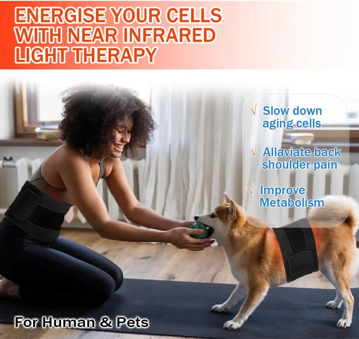 red infrared light therapy pad with LED surface — image 5