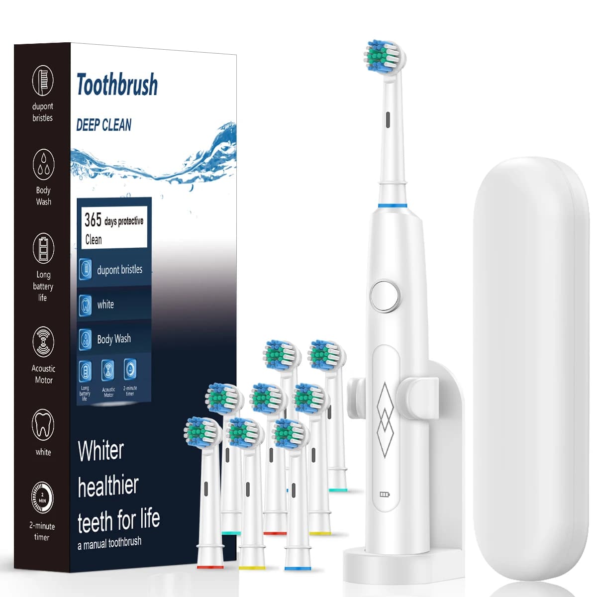electric toothbrush with soft bristles and automatic cleaning head — image 2