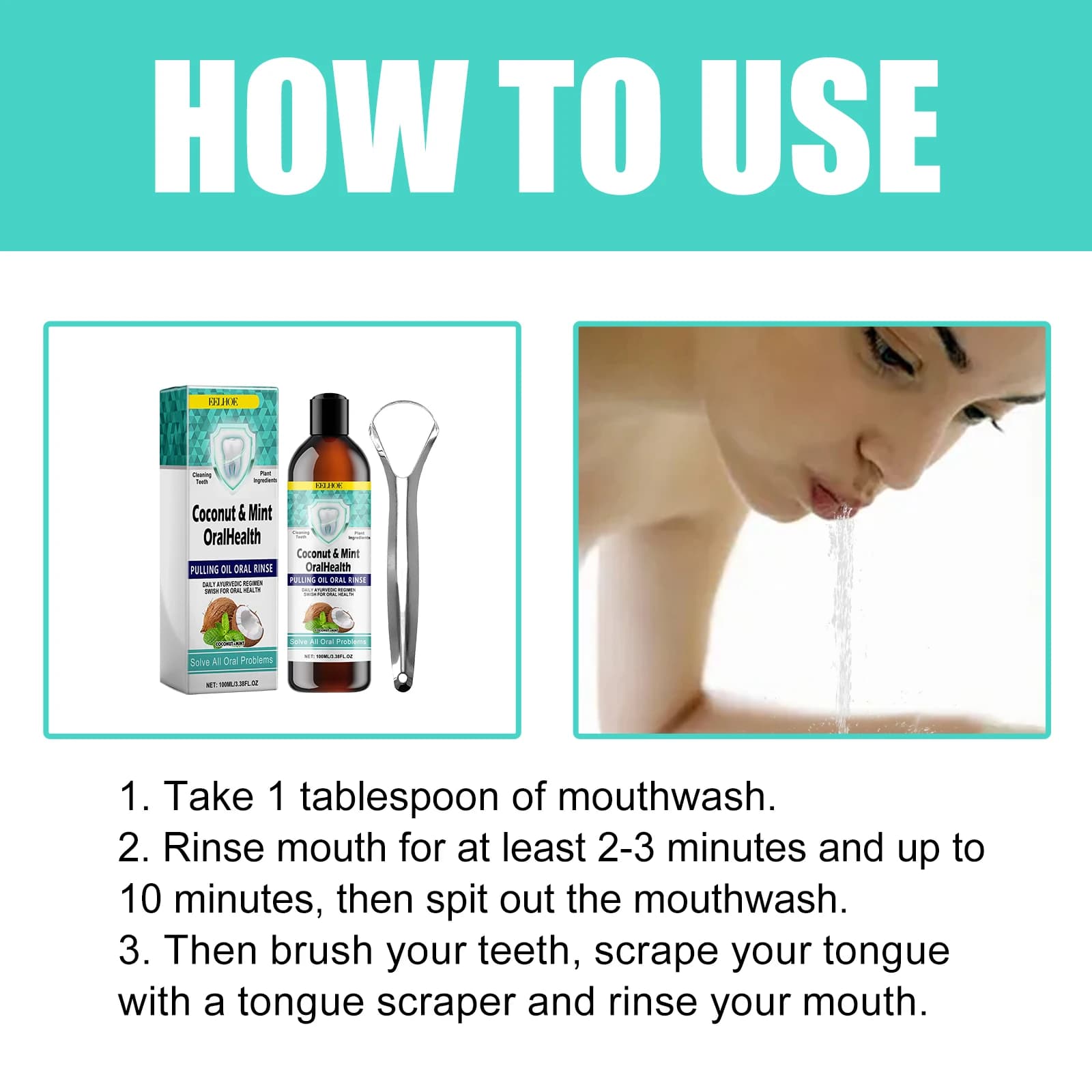 coconut mint pulling oil mouthwash bottle — image 5