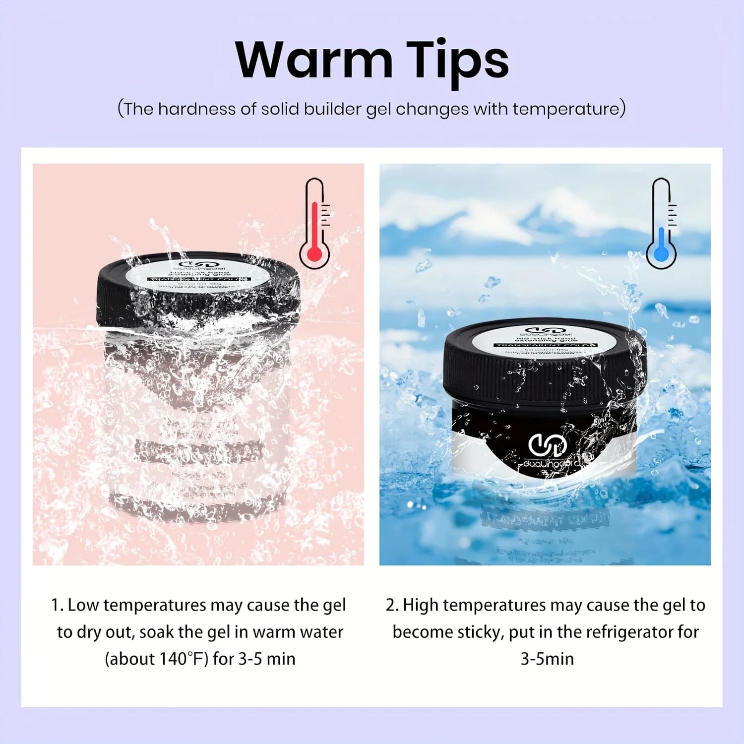 non-stick hand solid nail extension gel in clear pink and white — image 5