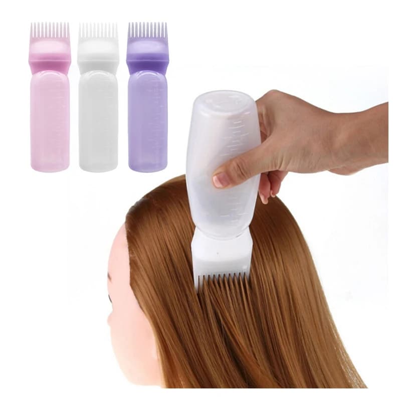 set of three salon hair oil applicator bottles in different colors — image 2