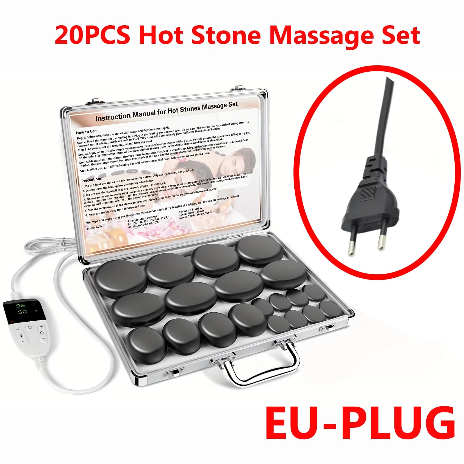 Adjustable hot stone massage set with heater — image 7