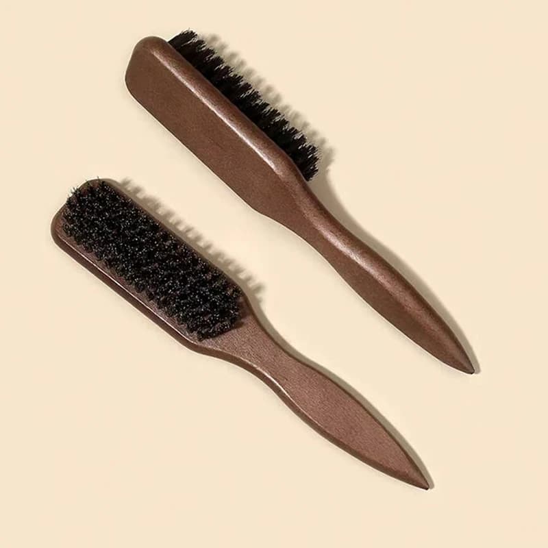 brown wooden bristle comb with pointed tail — image 3