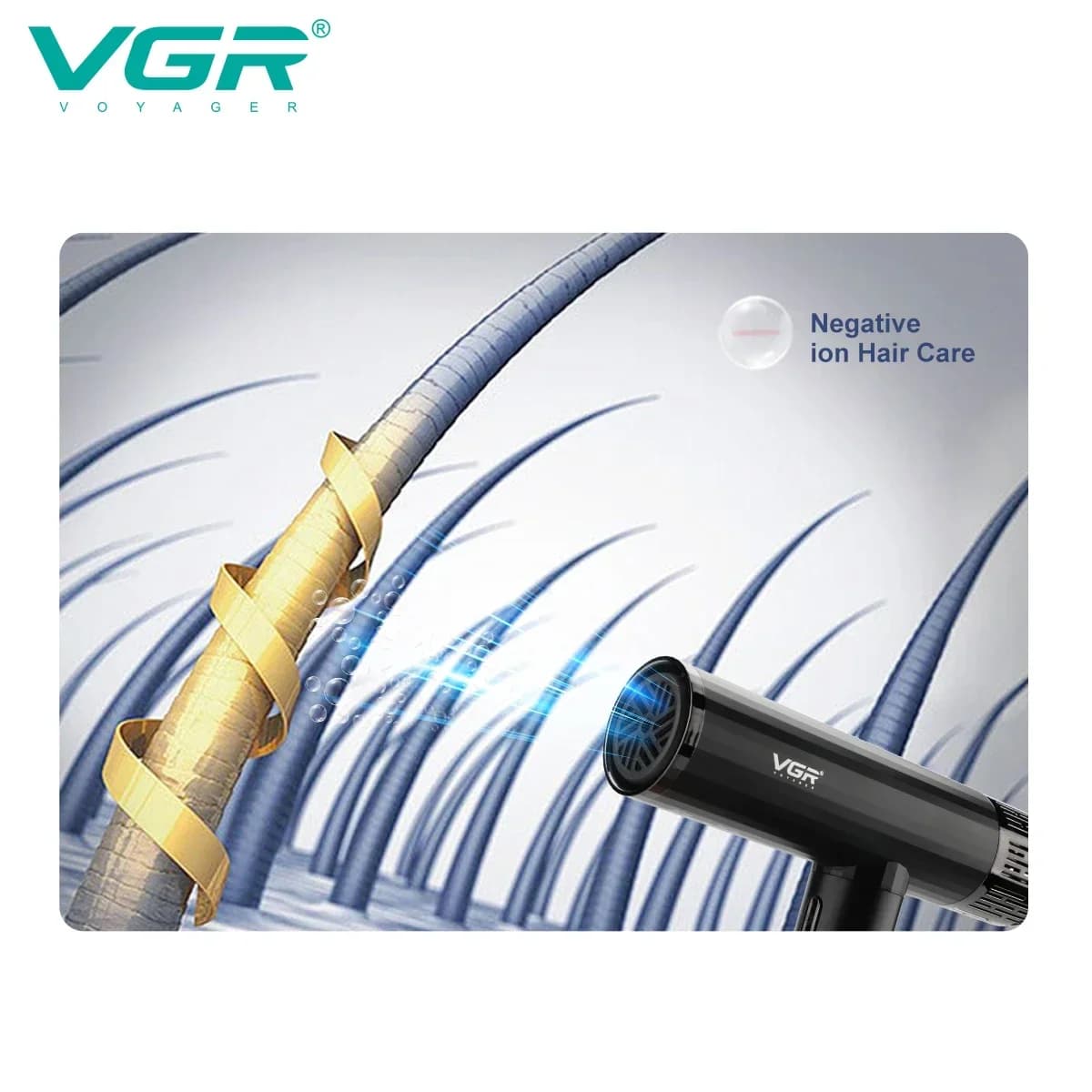 VGR Hair Dryer Professional Air Blower Brushless Motor Hair — image 4
