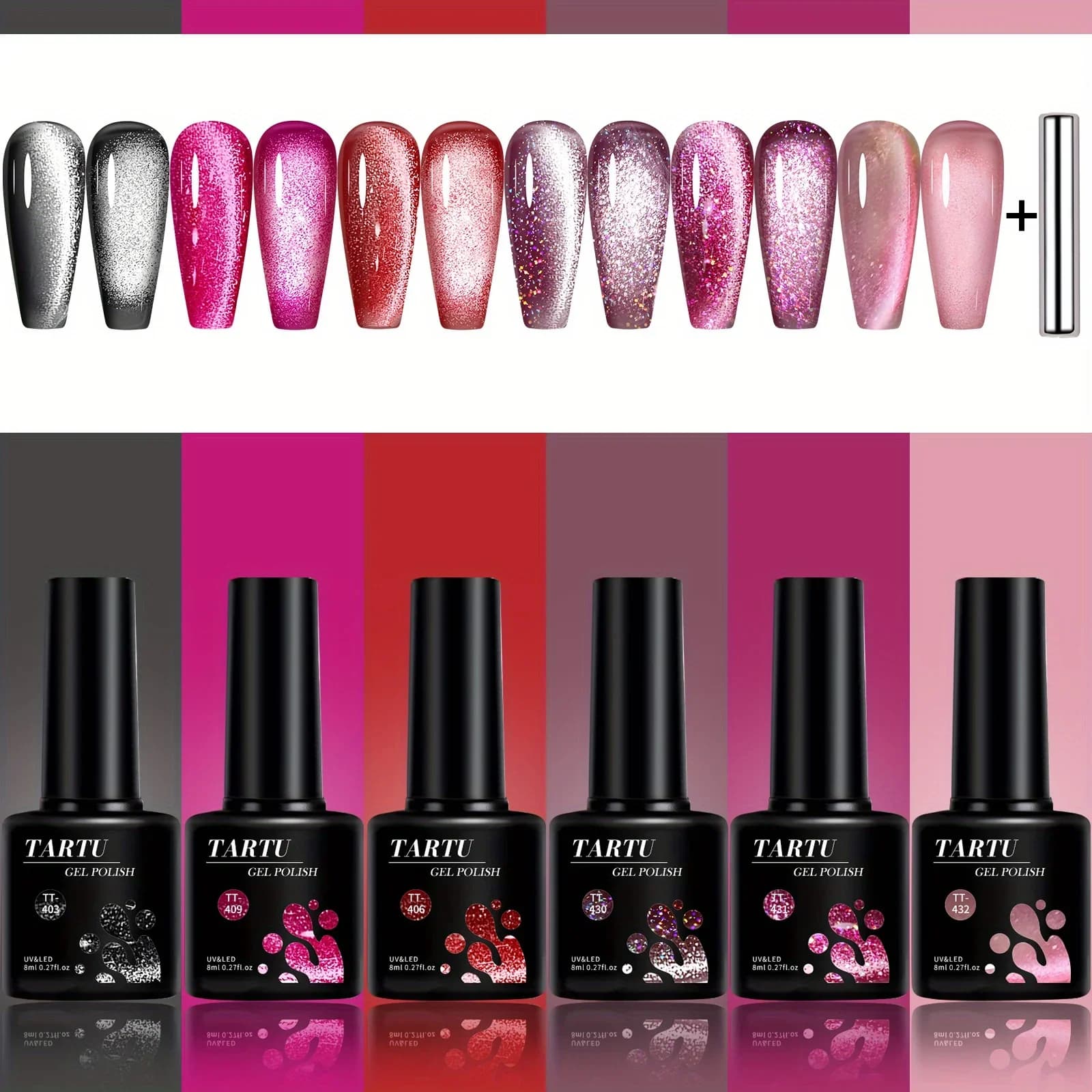 cat eye gel nail polish set with six colors — image 5
