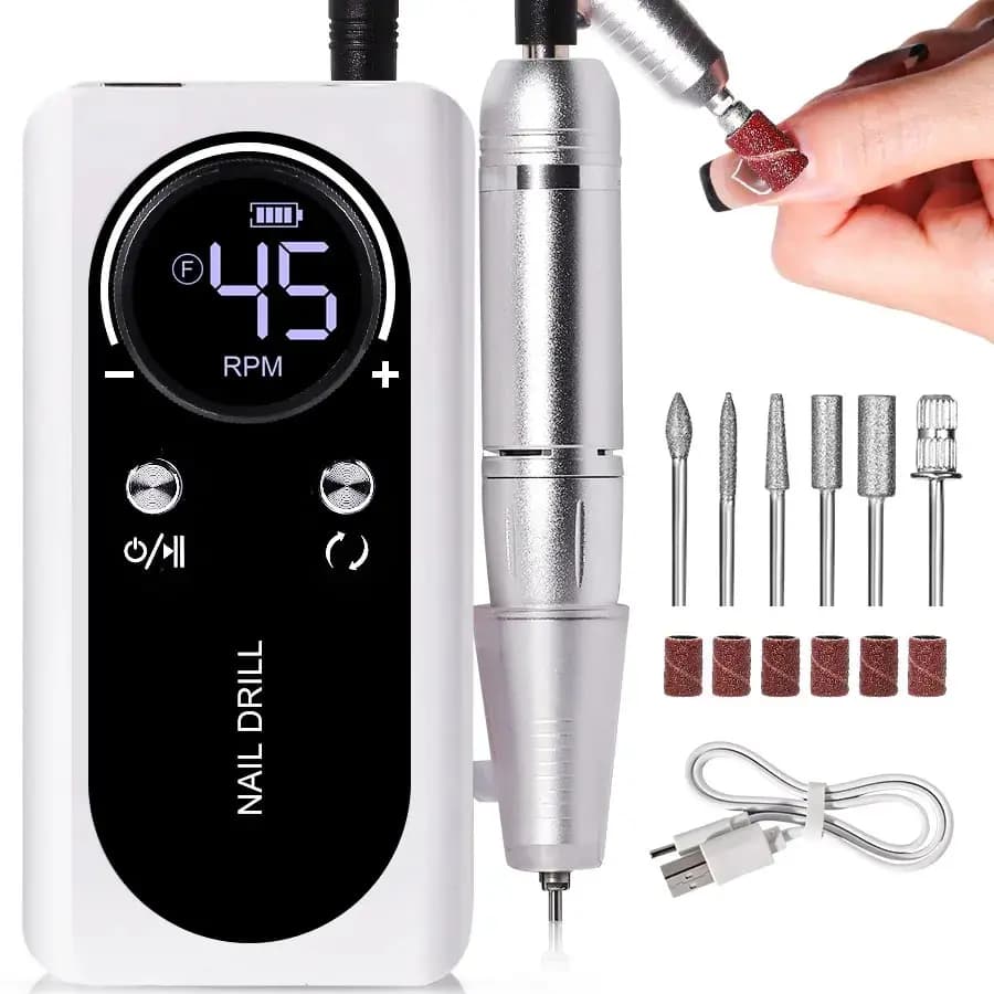 Portable Electric Nail Drill – 45,000 RPM, Rechargeable